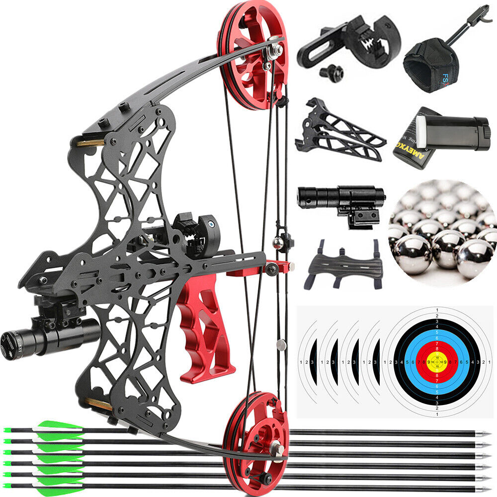 Mini Compound Bow Set Archery Dual-use Steel Ball 40lbs Hunting RH LH AAA Archery&Armor