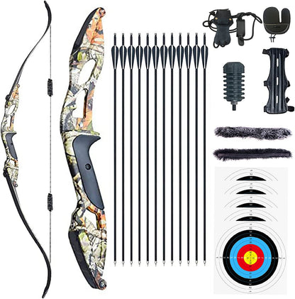 56" Takedown Recurve Bow and Arrows Set for Archery Hunting Bow Shooting Practice 30-50lb AAA Archery&Armor