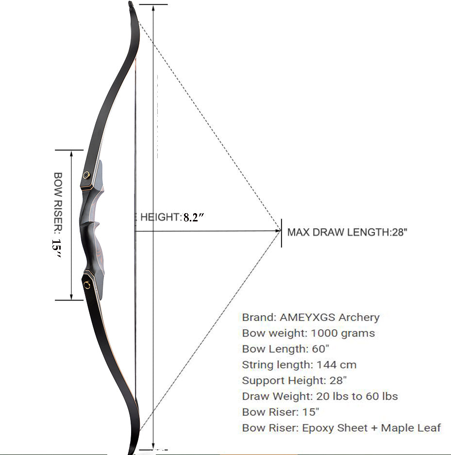 60" Takedown Recurve Bow Wooden Handle Archery American Hunting Target AAA Archery&Armor