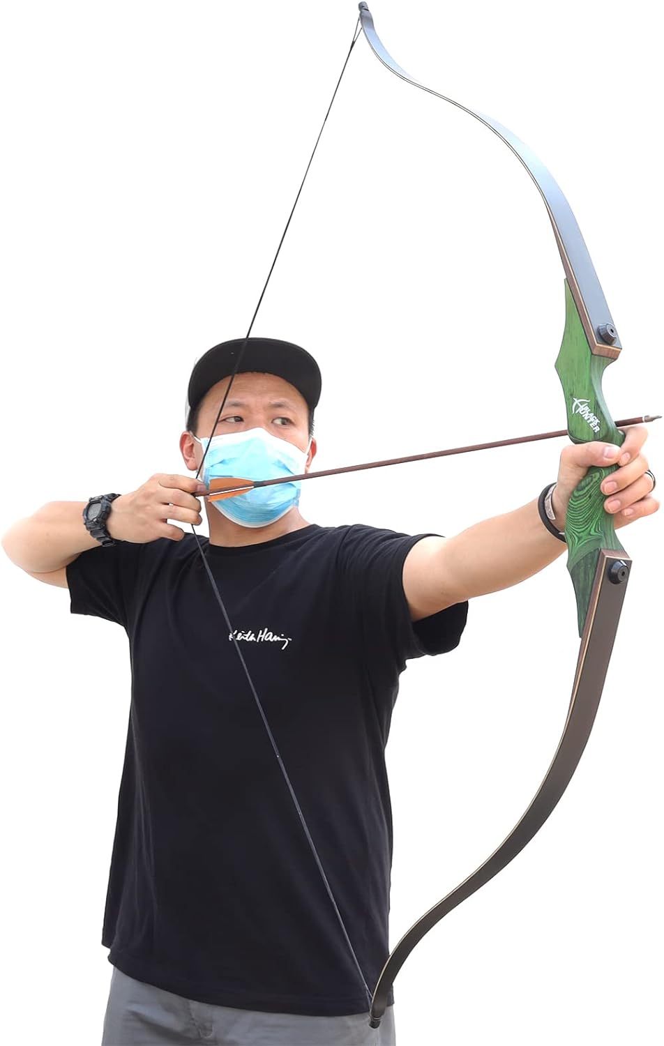 60'' Black Hunter Takedown Recurve Bow 20-60Lbs Archery Practice Target AAA Archery&Armor