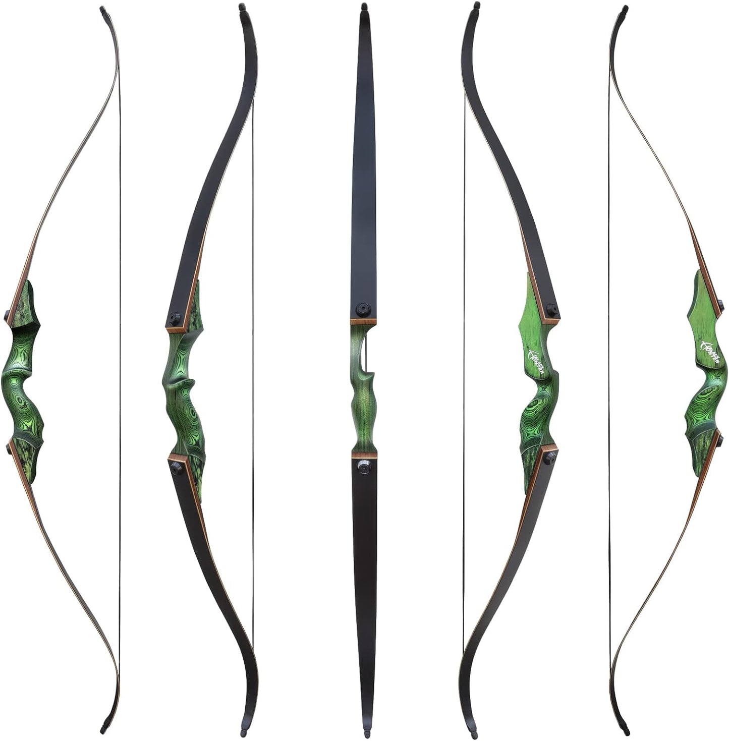 60'' Black Hunter Takedown Recurve Bow 20-60Lbs Archery Practice Target AAA Archery&Armor