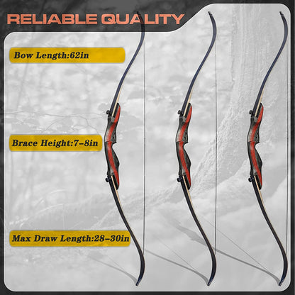 62" Archery Recurve Bow and Arrow for Adults Hunting & Target Shooting AAA Archery&Armor