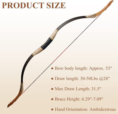 Archery Traditional Recurve Bow & 12x Arrows Hunting AAA Archery&Armor