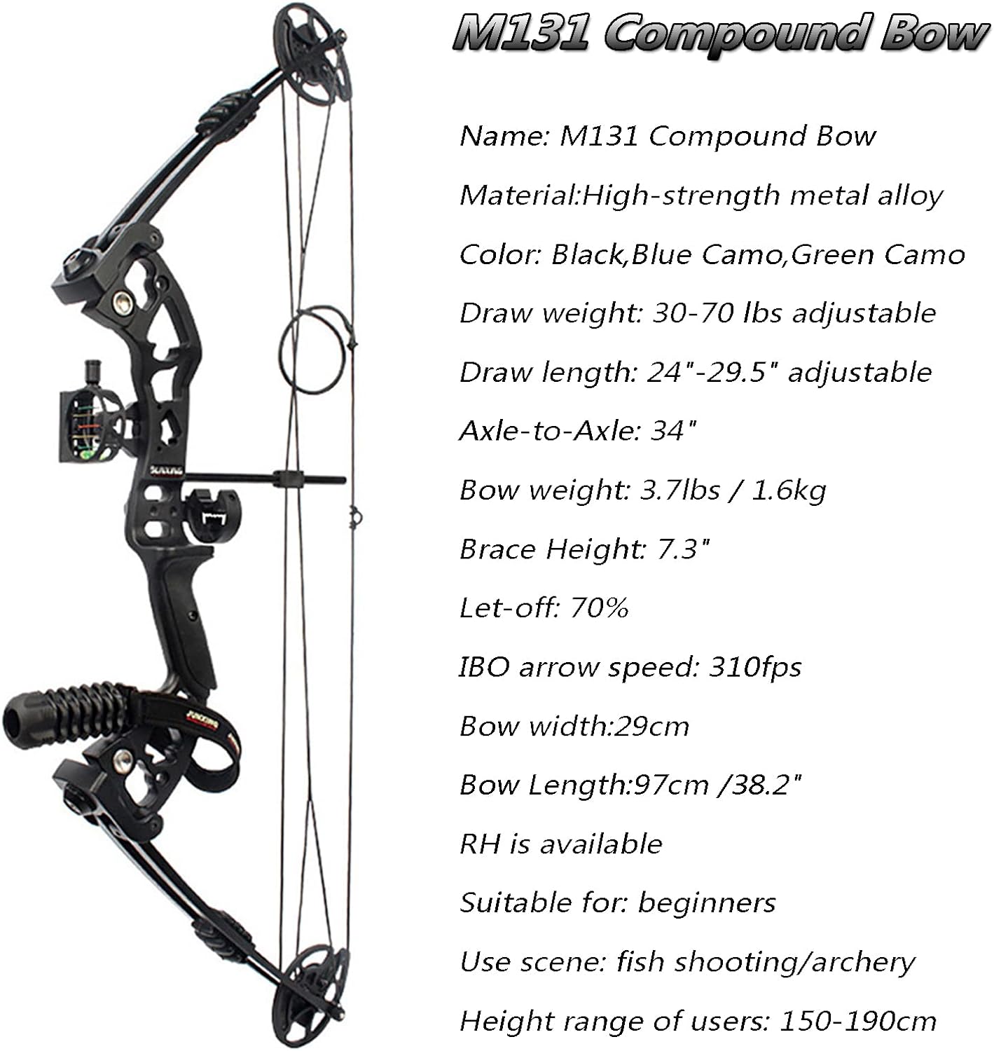 30-70lbs M131 Archery Compound Bow Adults Teens Arrow Catapults AAA Archery&Armor