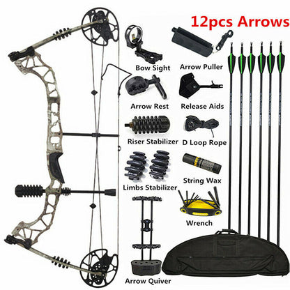 Compound Bow Carbon Arrows Set Hunting 30-70lbs AAA Archery&Armor