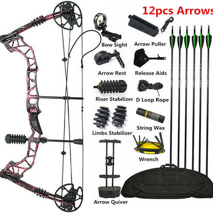 Compound Bow Carbon Arrows Set Hunting 30-70lbs AAA Archery&Armor