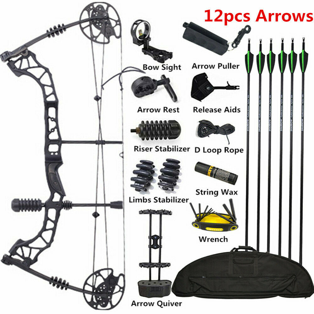 Compound Bow Carbon Arrows Set Hunting 30-70lbs AAA Archery&Armor