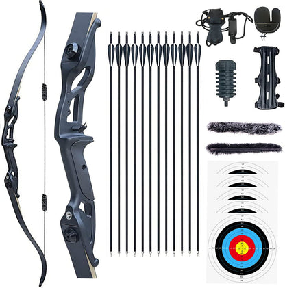 56" Takedown Recurve Bow and Arrows Set for Archery Hunting Bow Shooting Practice 30-50lb AAA Archery&Armor