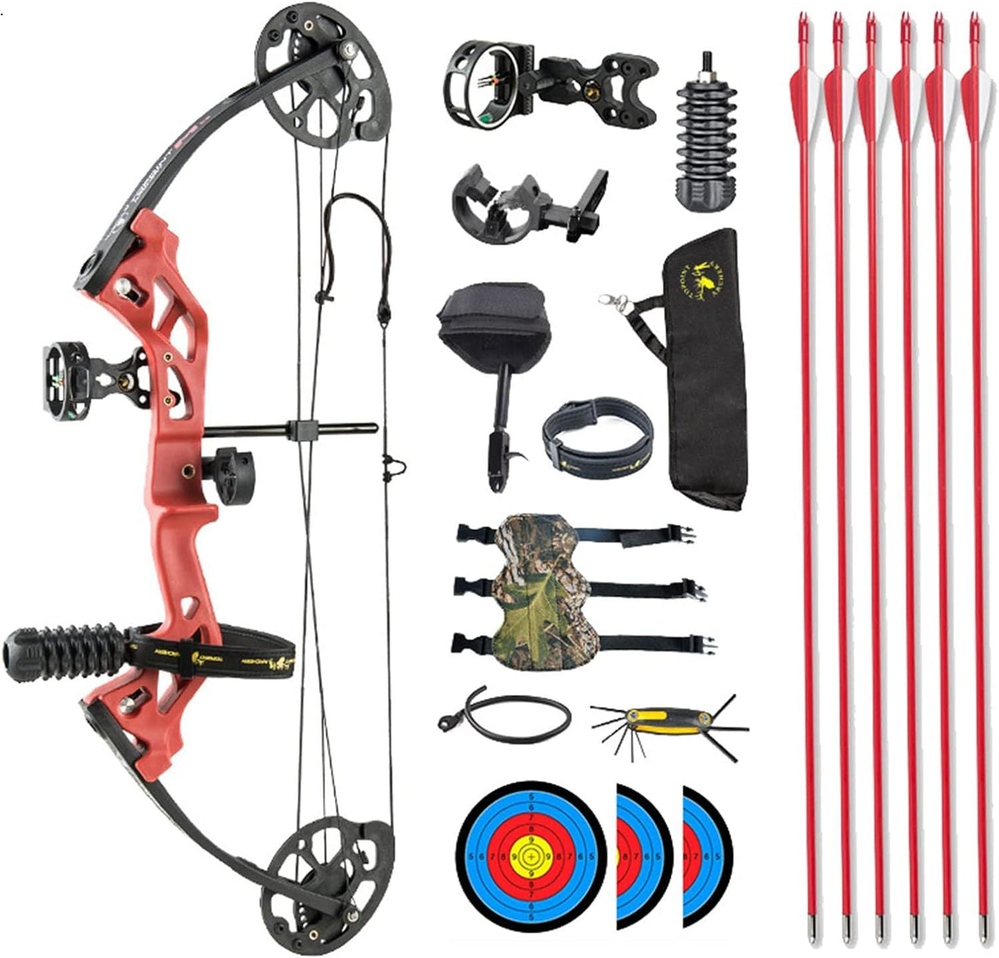 TOPOINT ARCHERY M3 Compound Bow Package for Beginners Junior&kids ,10-30Lbs Adjustable AAA Archery&Armor