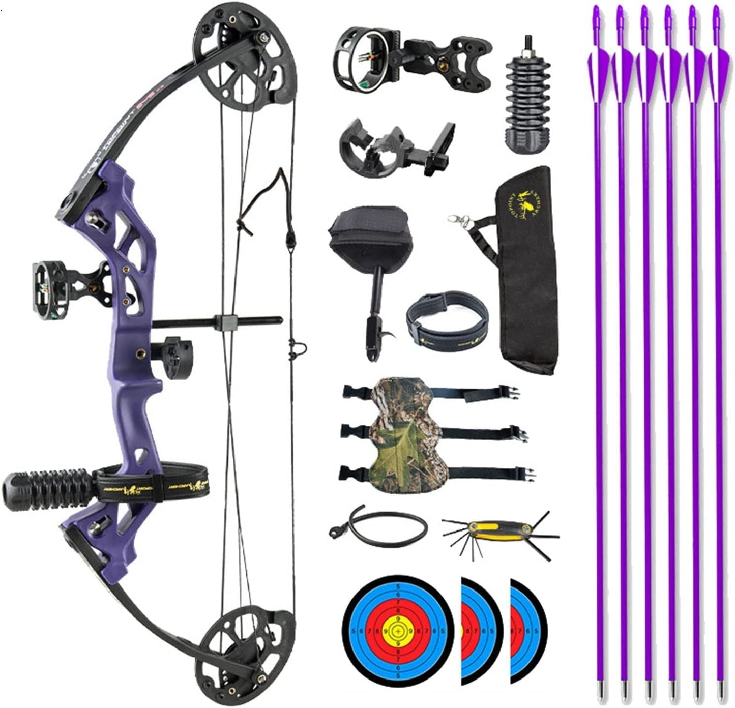 TOPOINT ARCHERY M3 Compound Bow Package for Beginners Junior&kids ,10-30Lbs Adjustable AAA Archery&Armor